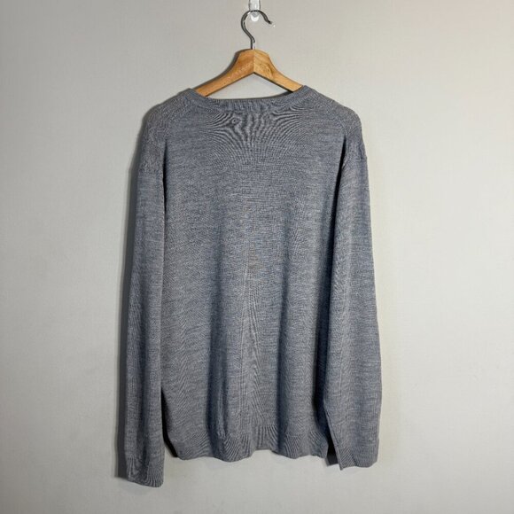 NWOT Turnbury Merino Wool Cable Knit V-Neck Sweater Pullover Men's Large Gray - Picture 3 of 12
